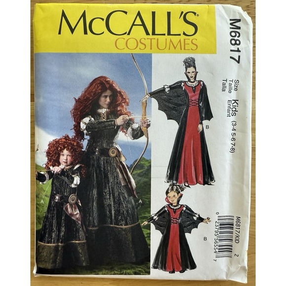 McCall's Other - McCall's Pattern M6817 KIDS Girls Merida Medieval Costume cosplay Size 3-8 Uncut